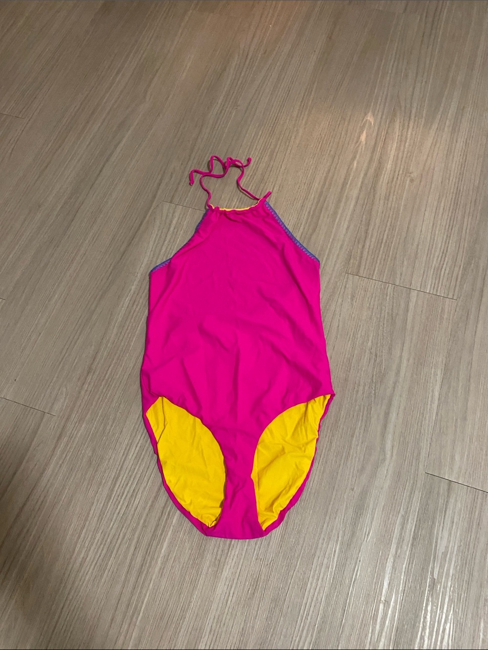 NWT VENUS Hot Pink and Yellow Halter One-Piece Swimsuit